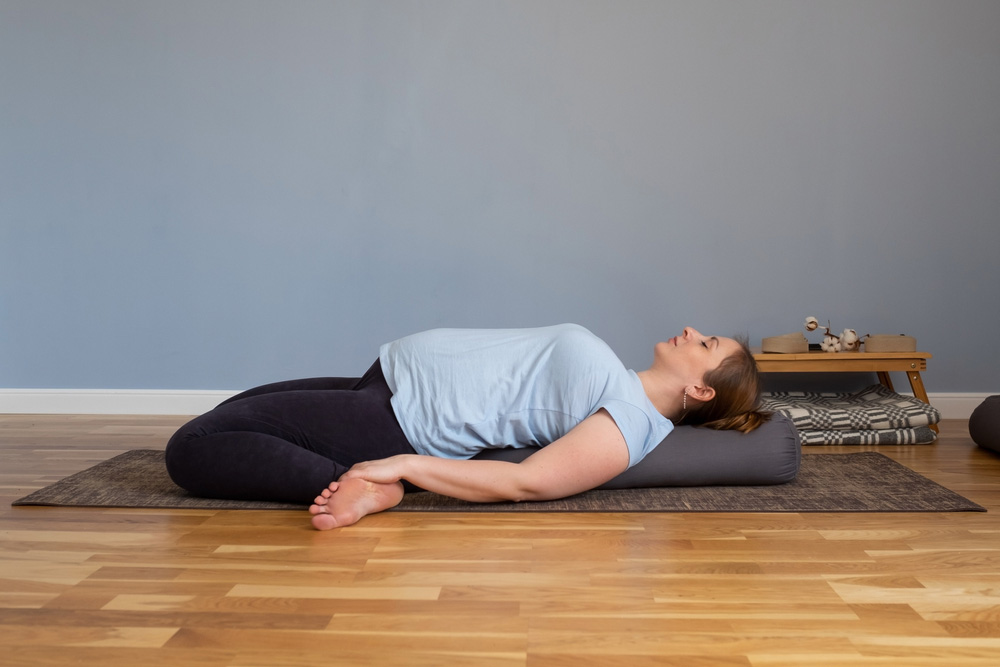 yog nindra pose for pregnant woman